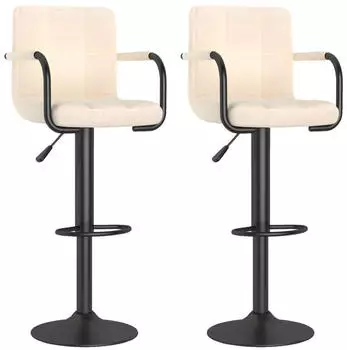 vidaXL Barhocker 2er-Set, Stoff, Creme