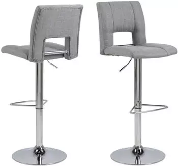 Actona Sylvia Barhocker 2er Set, Hellgrau, Stoff/Metall, 41,5x115x52cm (66268)
