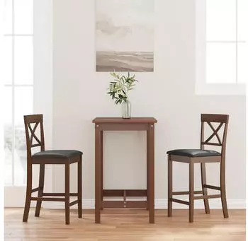 vidaXL Barhocker mit Kissen 2er-Set Braun Massivholz Gummibaum (4102548)