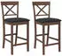 vidaXL Barhocker mit Kissen 2er-Set Braun Massivholz Gummibaum (4102548)