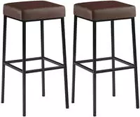 Clp - 2er Set Barhocker Montreal Kunstlederbezug Braun Schwarz