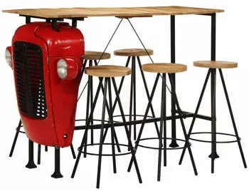 vidaXL Bar-Set 7-teilig Massives Mangoholz