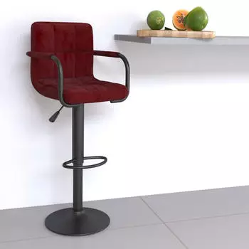 vidaXL Barhocker Samt, weinrot, h&ouml;henverstellbar, 360&deg; drehbar, mit Armlehnen (334654)