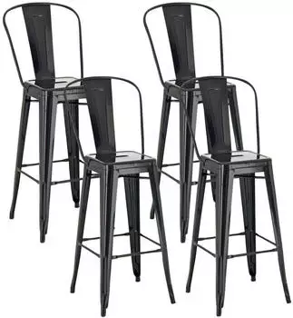 CLP Barhocker Aiden 4er-Set Metall mit Fu&szlig;st&uuml;tze schwarz (312739)