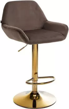 CLP Braga Barhocker Samt-Bezug Gestell Gold-Optik h&ouml;henverstellbar, braun (325105)