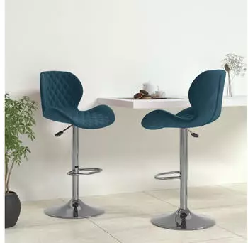 vidaXL Barhocker 2er-Set Blau Samt (334915)