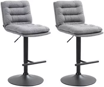 CLP Damar Barhocker Stoff h&ouml;henverstellbar drehbar, grau/schwarz, 2er Set (325703)