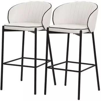 ML-Design Barhocker mit R&uuml;ckenlehne, Stoffbezug, Beige, 76cm, 2er-Set (490017818)