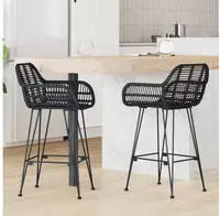vidaXL Barstuhl 2 pcs 55 x 52 x 92 cm Rattan und Eisen