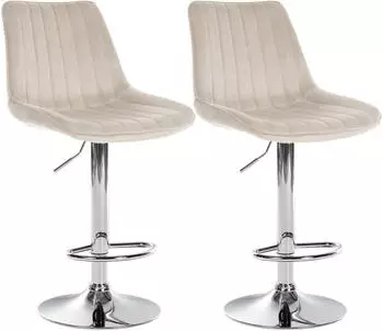 CLP Barhocker Toni Samt, Creme, Metall, 2er Set (Toni)