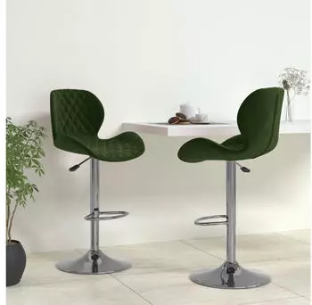 vidaXL Barhocker 2er-Set Dunkelgr&uuml;n Samt (334914)