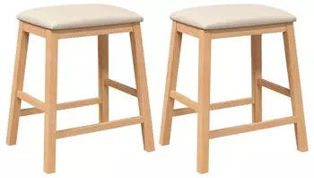vidaXL Barhocker mit Kissen 2er-Set Gummibaumholz (4102578)