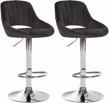 CLP Milet 2er Set Barhocker Samt, h&ouml;henverstellbar, drehbar, Metallgestell (324458)
