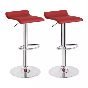 Woltu Barhocker 2er Set Kunstleder Bordeaux, verchromter Stahl, h&ouml;henverstellbar (#1060)