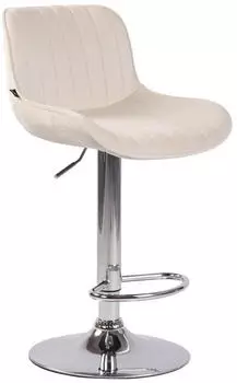 CLP Lentini Barhocker Samt, h&ouml;henverstellbar, 360&deg; drehbar, Creme/Chrom (318276)