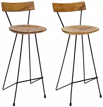 vidaXL Barhocker 2er-Set, Massivholz Teak (285205)