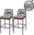 Mendler HWC-O21 Barhocker 2er-Set Outdoor Seilgeflecht Metall anthrazit, Kissen taupe (110988)