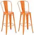 CLP Aiden Barhocker mit Lehne, Metall, Orange, 2er Set