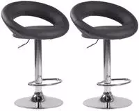 2er Set Barhocker Olinda Kunstleder Grau Chrom