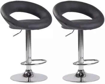 CLP Olinda Barhocker 2er Set Kunstleder h&ouml;henverstellbar, grau/Chrom (320271)
