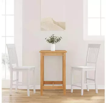 vidaXL Barhocker 2er-Set Wei&szlig; Massivholz Gummibaum (4102574)