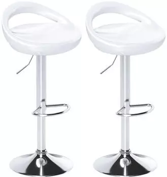 HomCom 2er-Set Barhocker drehbar mit Fußstütze, höhenverstellbar, ABS-Sitz, Weiß (835-175V00WT)