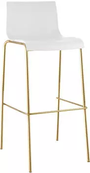 CLP Hover Barhocker mit Lehne, Kunststoffsitz, Metallgestell Goldoptik, stapelbar, wei&szlig; (327067)