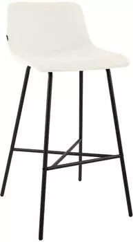 CLP Altona Barhocker gepolstert mit R&uuml;ckenlehne, Metallgestell, Samt, creme (325876)
