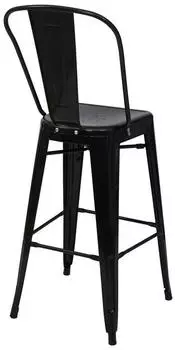 MCW Barhocker A73 mit Lehne, Metall, Industriedesign, schwarz (A73)