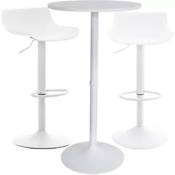 CLP Fernie Bartisch-Set mit 2 Barhockern, Kunststoff, wei&szlig; (323407)