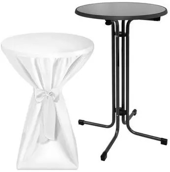Beautissu Sylt Stehtisch klappbar mit Husse, &Oslash;70cm, wei&szlig; (Sylt)