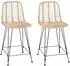 vidaXL Barhocker Rattan & Eisen, Natur, 2er-Set