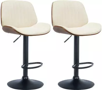 CLP Nova Barhocker 2er-Set Kunstleder h&ouml;henverstellbar drehbar, Walnuss/Creme