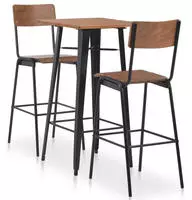 vidaXL 3-teiliges Bar-Set Stahl Braun Schwarz