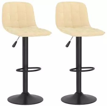 vidaXL Barhocker 2er-Set, Creme Samt