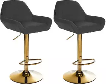 CLP Braga Gold Barhocker 2er-Set Stoff Schwarz (CLP 325720)