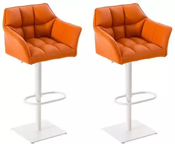CLP Barhocker Damaso Kunstleder, drehbar & h&ouml;henverstellbar, orange/wei&szlig;, 2er-Set (Damaso)
