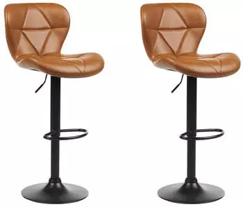 Beliani Valetta 2er-Set Barhocker Kunstleder Drehbar Goldbraun