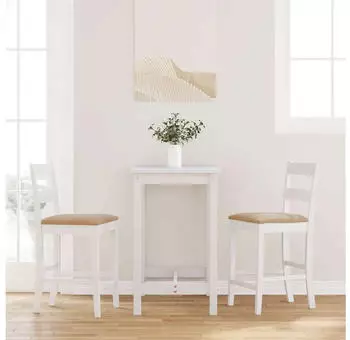 vidaXL Barhocker mit Kissen 2er-Set, Wei&szlig;, Massivholz Gummibaum (4102562)