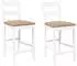vidaXL Barhocker mit Kissen 2er-Set, Weiß, Massivholz Gummibaum (4102562)