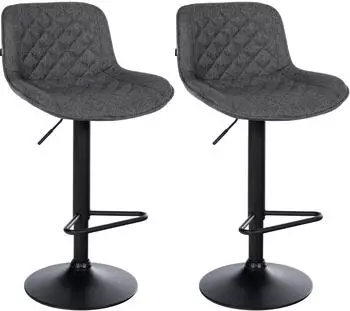 CLP Kasson Barhocker 2er-Set, Stoff, schwarz (327186)