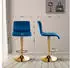 CLP Hover Barhocker Samtbezug höhenverstellbar drehbar, Blau/Gold (327051)