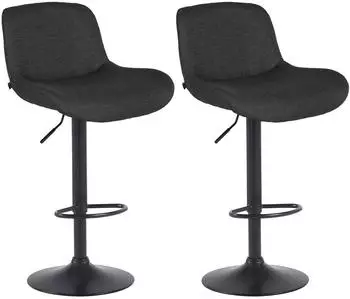 CLP Solon Barhocker 2er-Set, Stoff, h&ouml;henverstellbar & drehbar, Schwarz