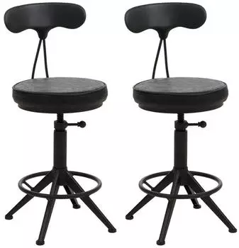 MCW Barhocker O84 2er-Set h&ouml;henverstellbar Kunstleder, schwarz (99813)
