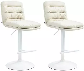 CLP Damar Barhocker Stoff, h&ouml;henverstellbar, drehbar, creme/wei&szlig; (325710)
