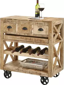 Stolkom Ferdi Bartisch Mango Massivholz, rollbar, 86x92,5x46cm (71457255-0)