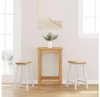 vidaXL Barhocker 2 Stk. Wei&szlig; Massivholz Gummibaum