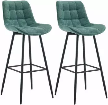 CLP Dartford Barhocker 2er-Set Stoff Gr&uuml;n (325334)