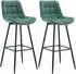 CLP Dartford Barhocker 2er-Set Stoff Grün (325334)