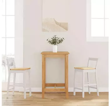 vidaXL Barhocker 2er-Set Wei&szlig; Massivholz Gummibaum (4102589)